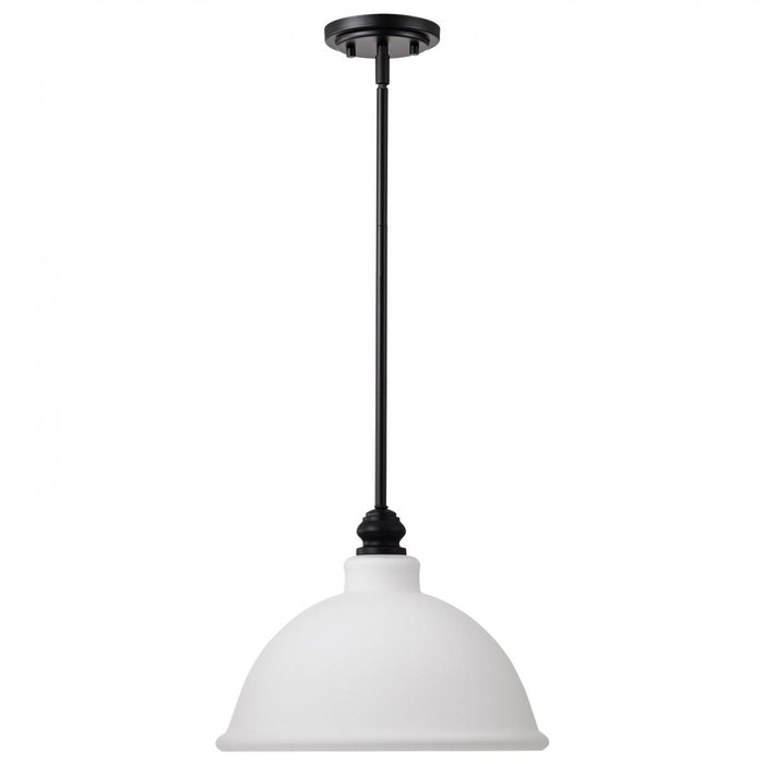 SATCO/NUVO Russel 14 Inch Pendant Matte Black With Satin White Glass (60-8026)