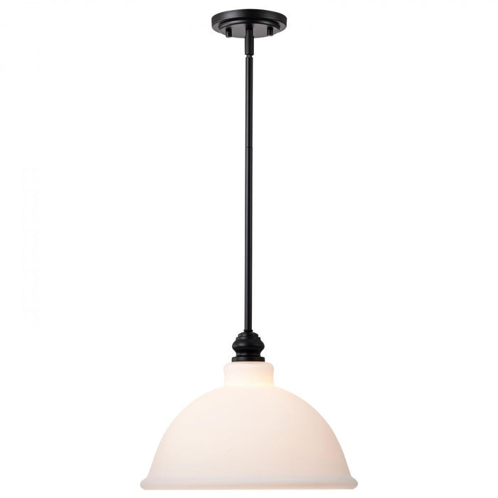 SATCO/NUVO Russel 14 Inch Pendant Matte Black With Satin White Glass (60-8026)