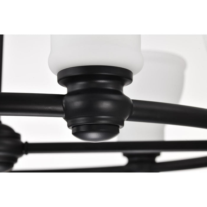 SATCO/NUVO Russel 6 Light Chandelier Matte Black With Satin White Glass (60-8027)
