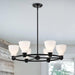 SATCO/NUVO Russel 6 Light Chandelier Matte Black With Satin White Glass (60-8027)
