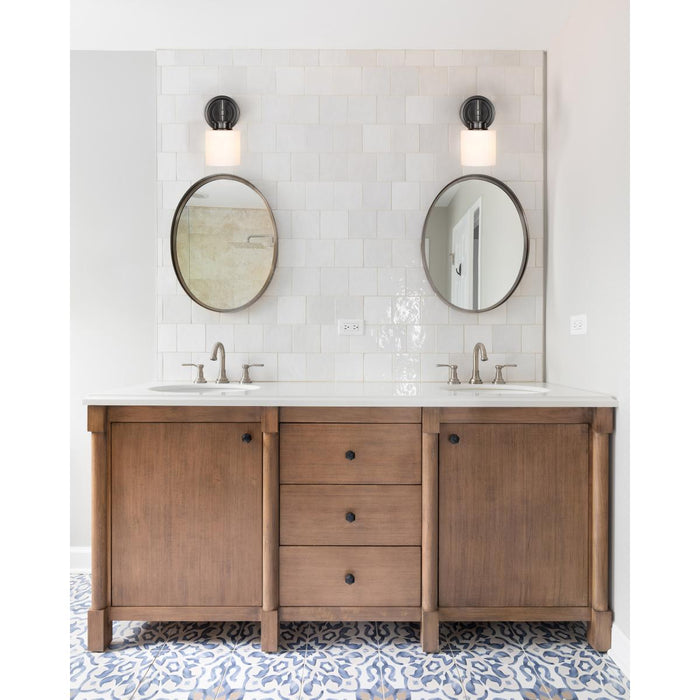 SATCO/NUVO Warren 1-Light Vanity Gun Metal With Satin White Glass (60-8031)