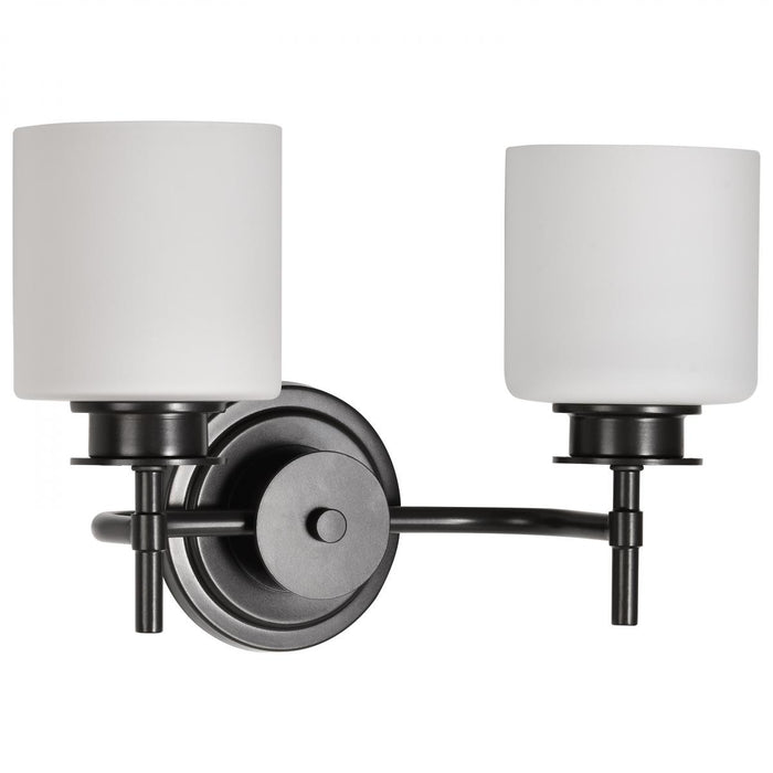 SATCO/NUVO Warren 2-Light Vanity Gun Metal With Satin White Glass (60-8032)