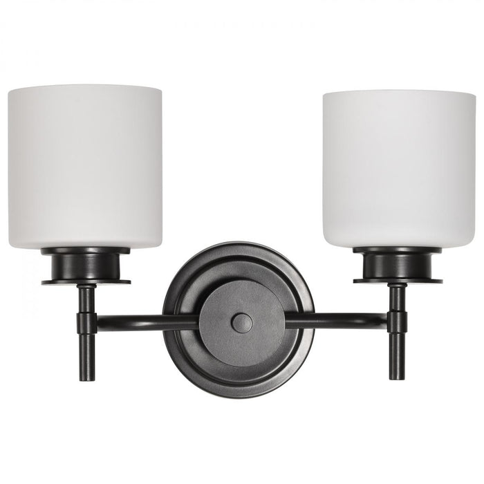 SATCO/NUVO Warren 2-Light Vanity Gun Metal With Satin White Glass (60-8032)