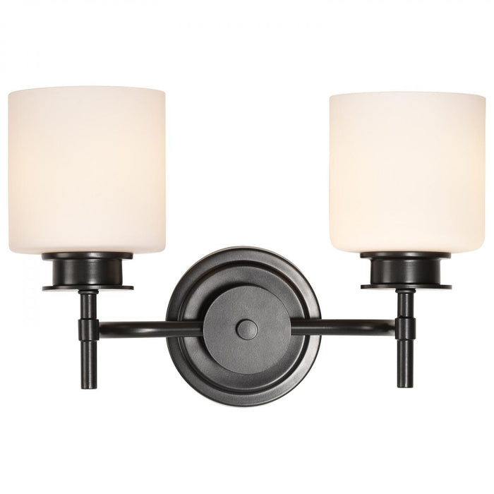 SATCO/NUVO Warren 2-Light Vanity Gun Metal With Satin White Glass (60-8032)