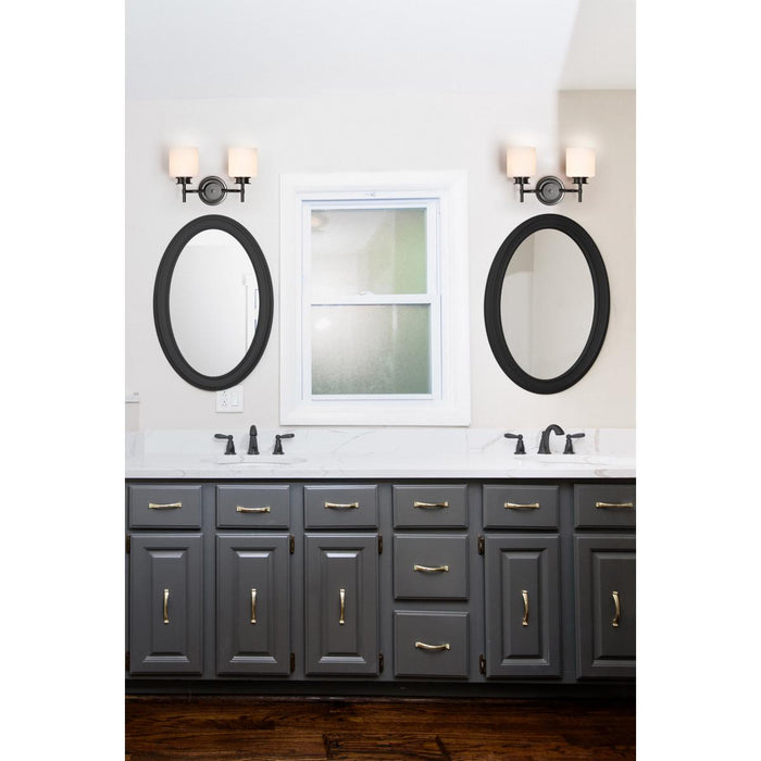 SATCO/NUVO Warren 2-Light Vanity Gun Metal With Satin White Glass (60-8032)