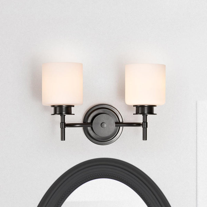SATCO/NUVO Warren 2-Light Vanity Gun Metal With Satin White Glass (60-8032)