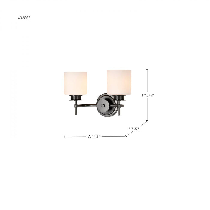 SATCO/NUVO Warren 2-Light Vanity Gun Metal With Satin White Glass (60-8032)