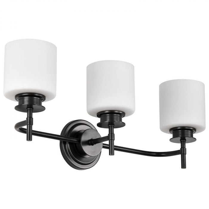 SATCO/NUVO Warren 3-Light Vanity Gun Metal With Satin White Glass (60-8033)
