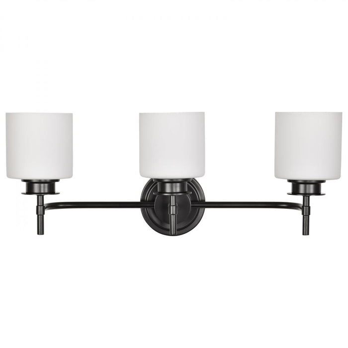 SATCO/NUVO Warren 3-Light Vanity Gun Metal With Satin White Glass (60-8033)