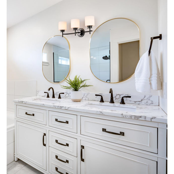 SATCO/NUVO Warren 3-Light Vanity Gun Metal With Satin White Glass (60-8033)