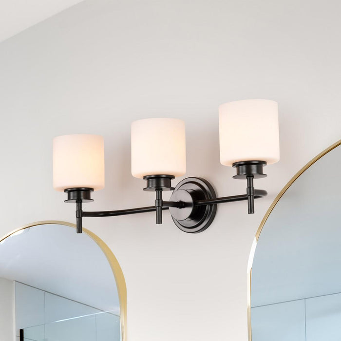 SATCO/NUVO Warren 3-Light Vanity Gun Metal With Satin White Glass (60-8033)