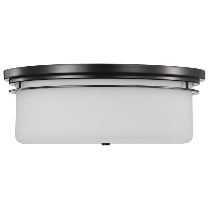 SATCO/NUVO Warren 15 Inch Flush Mount Gun Metal With Satin White Glass (60-8034)