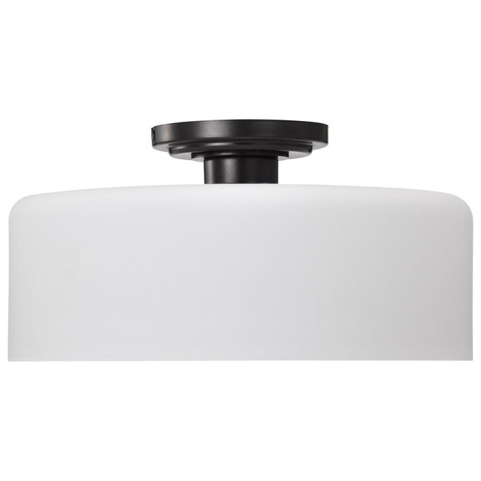 SATCO/NUVO Warren 13 Inch Semi Flush Mount Gun Metal With Satin White Glass (60-8035)
