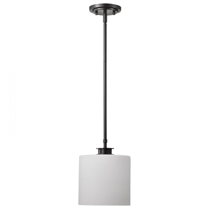 SATCO/NUVO Warren 8 Inch Pendant Gun Metal With Satin White Glass (60-8036)