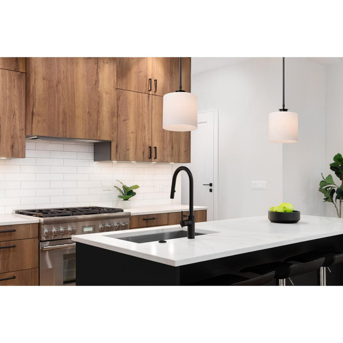 SATCO/NUVO Warren 8 Inch Pendant Gun Metal With Satin White Glass (60-8036)