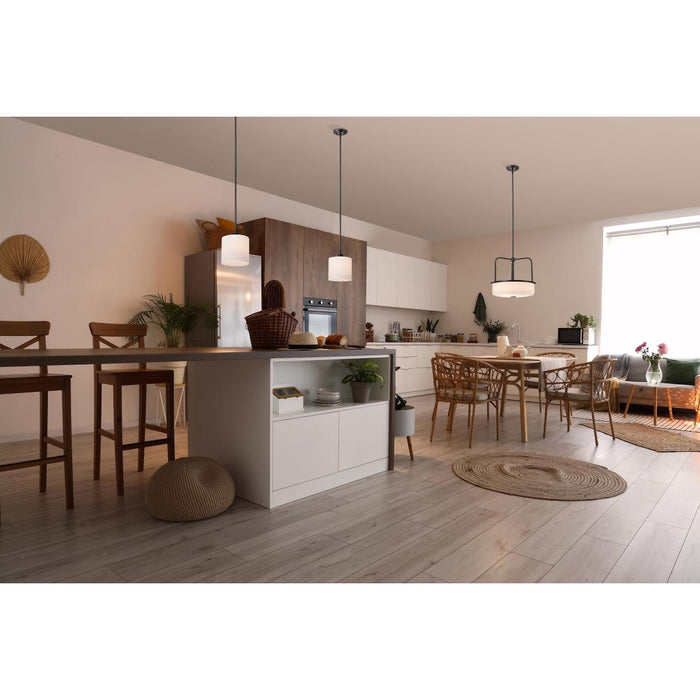 SATCO/NUVO Warren 8 Inch Pendant Gun Metal With Satin White Glass (60-8036)