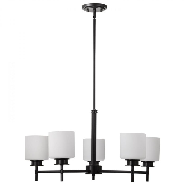 SATCO/NUVO Warren 28 Inch 5-Light Chandelier Gun Metal With Satin White Glass (60-8038)