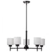 SATCO/NUVO Warren 28 Inch 5-Light Chandelier Gun Metal With Satin White Glass (60-8038)