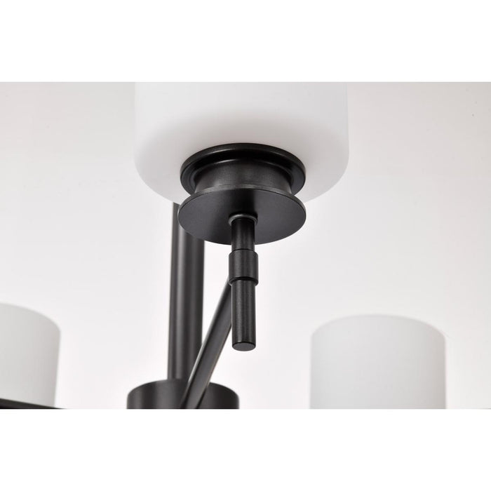 SATCO/NUVO Warren 28 Inch 5-Light Chandelier Gun Metal With Satin White Glass (60-8038)