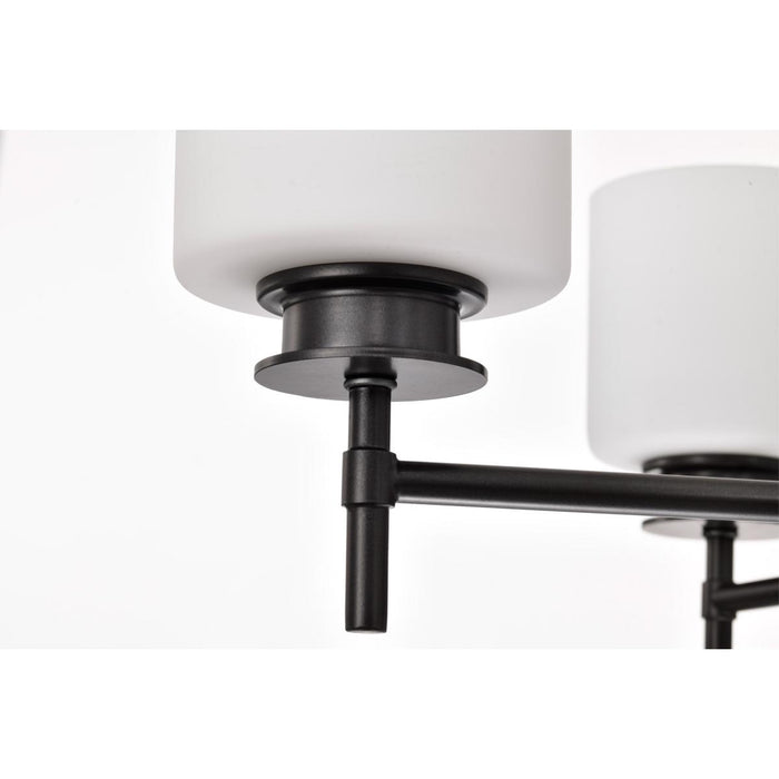 SATCO/NUVO Warren 28 Inch 5-Light Chandelier Gun Metal With Satin White Glass (60-8038)