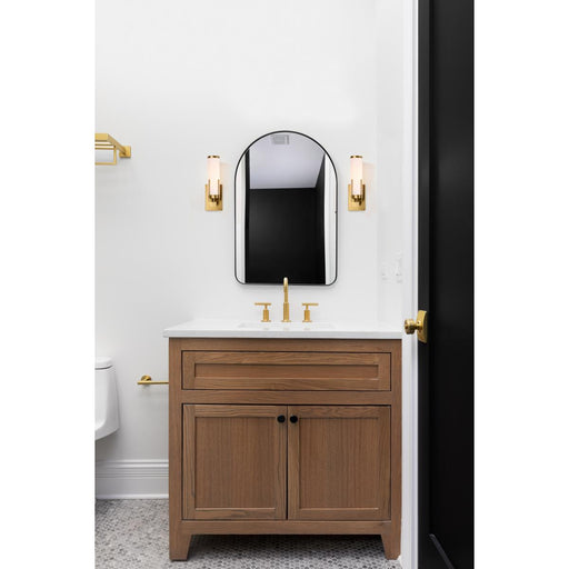 SATCO/NUVO Roselle 1-Light Vanity Natural Brass With White Glass (60-8041)