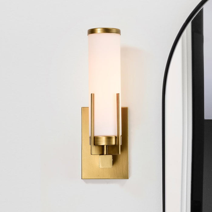 SATCO/NUVO Roselle 1-Light Vanity Natural Brass With White Glass (60-8041)