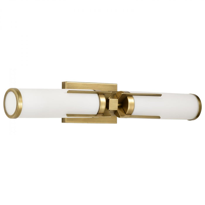SATCO/NUVO Roselle 2-Light Vanity Natural Brass With White Glass (60-8042)