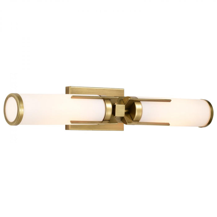 SATCO/NUVO Roselle 2-Light Vanity Natural Brass With White Glass (60-8042)