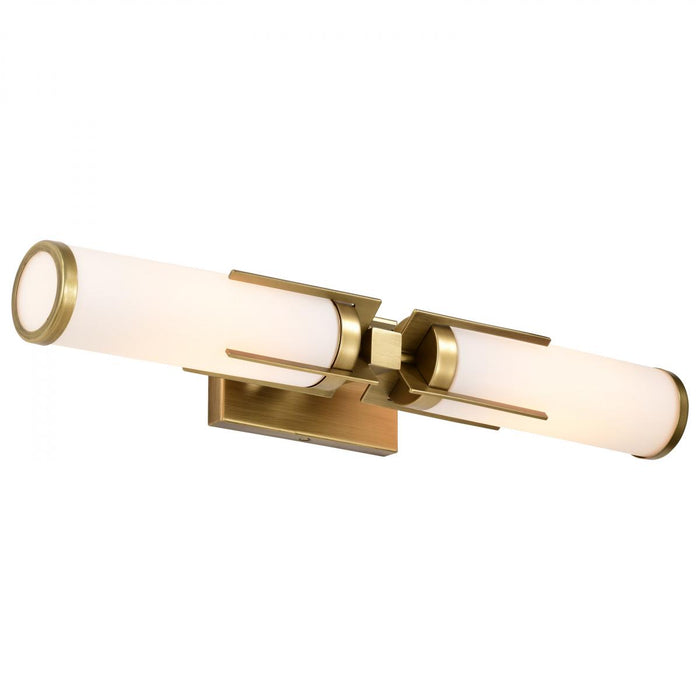 SATCO/NUVO Roselle 2-Light Vanity Natural Brass With White Glass (60-8042)
