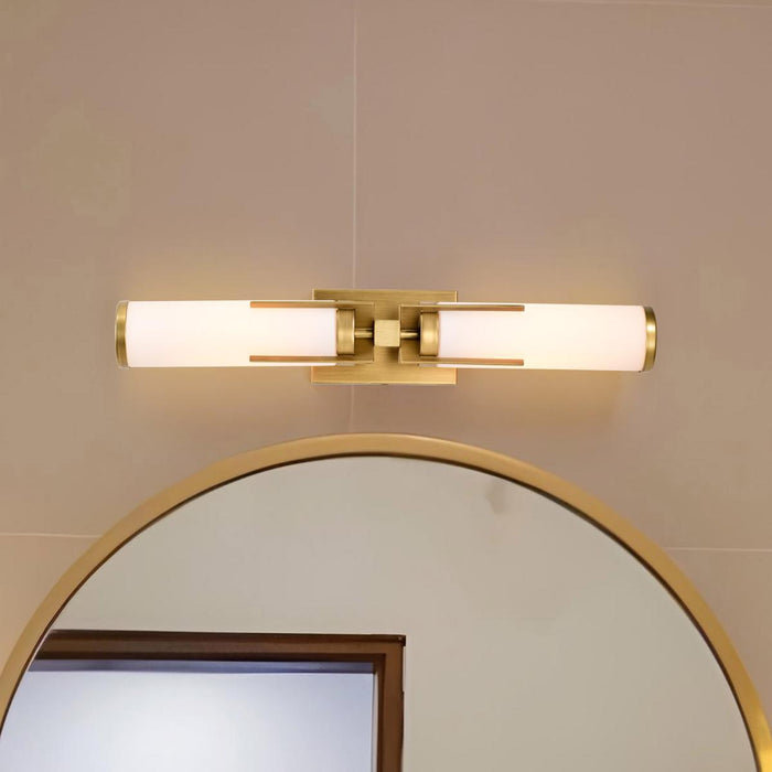 SATCO/NUVO Roselle 2-Light Vanity Natural Brass With White Glass (60-8042)
