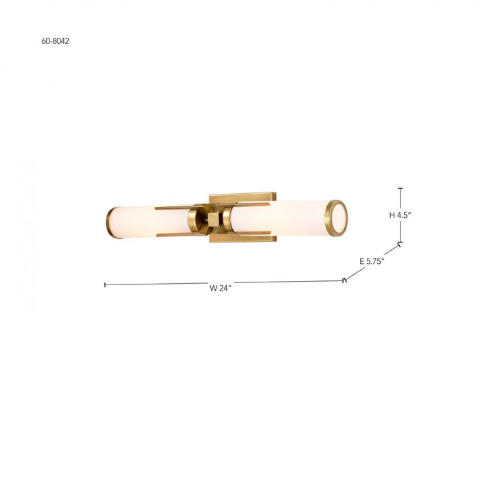 SATCO/NUVO Roselle 2-Light Vanity Natural Brass With White Glass (60-8042)
