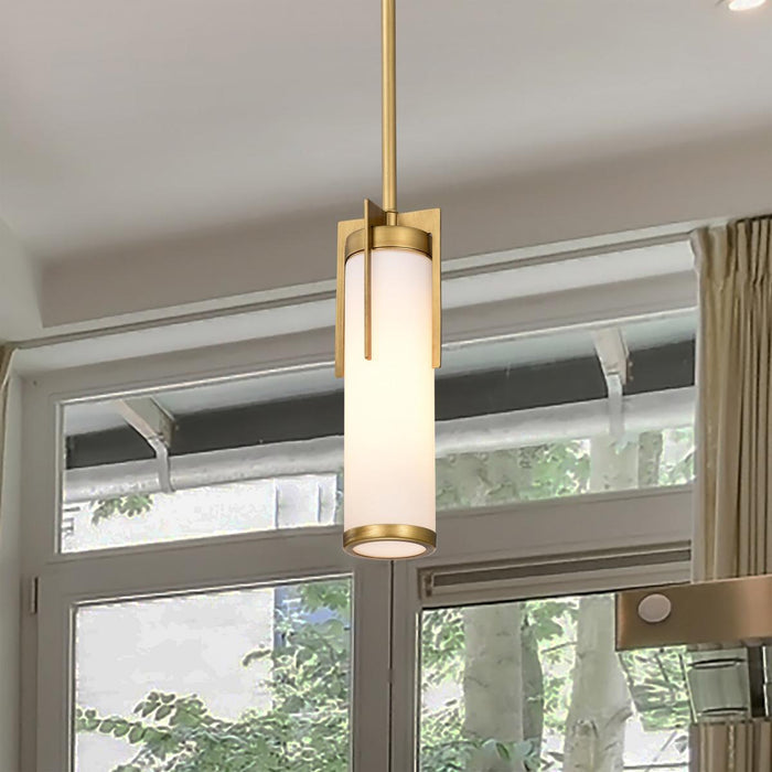 SATCO/NUVO Roselle 5 Inch Mini Pendant Natural Brass With White Glass (60-8043)
