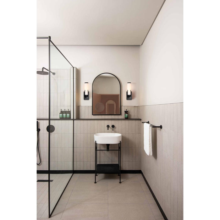 SATCO/NUVO Roselle 1-Light Vanity Matte Black With White Glass (60-8051)