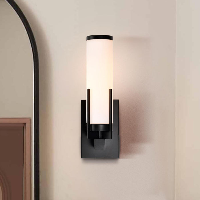 SATCO/NUVO Roselle 1-Light Vanity Matte Black With White Glass (60-8051)
