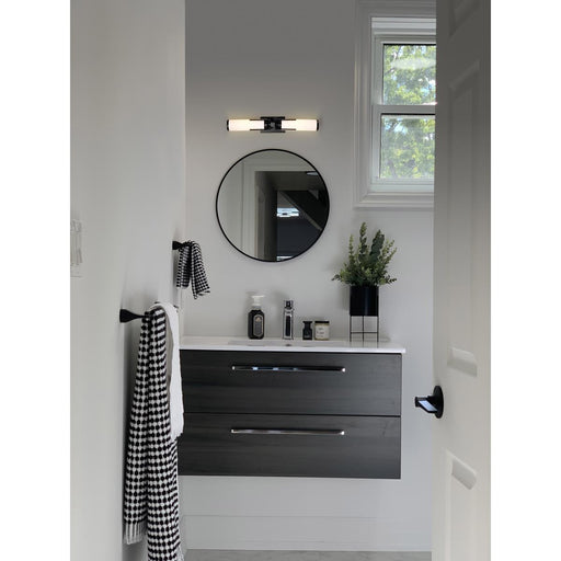 SATCO/NUVO Roselle 2-Light Vanity Matte Black With White Glass (60-8052)