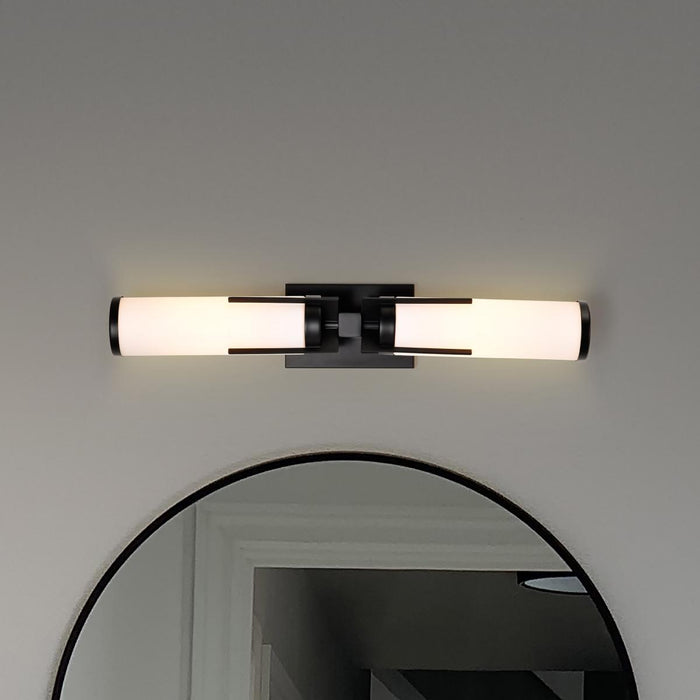 SATCO/NUVO Roselle 2-Light Vanity Matte Black With White Glass (60-8052)