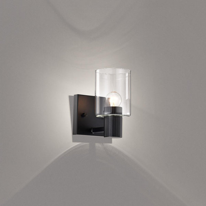 SATCO/NUVO Clarksville 1-Light Vanity Matte Black With Clear Glass (60-8061)