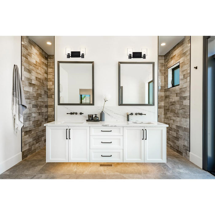 SATCO/NUVO Clarksville 2-Light Vanity Matte Black With Clear Glass (60-8062)