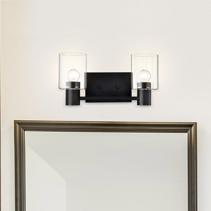 SATCO/NUVO Clarksville 2-Light Vanity Matte Black With Clear Glass (60-8062)
