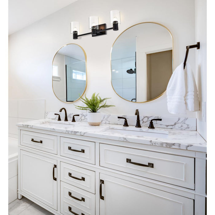 SATCO/NUVO Clarksville 3-Light Vanity Matte Black With Clear Glass (60-8063)