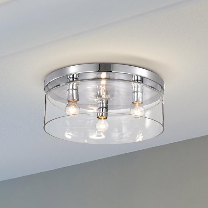 SATCO/NUVO Marlowe 15 Inch Flush Mount Polished Nickel With Clear Glass (60-8074)