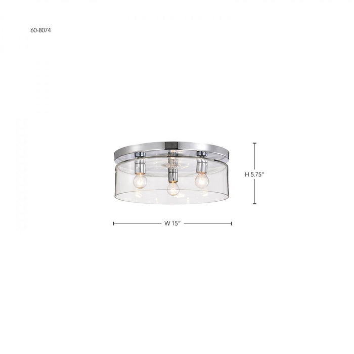 SATCO/NUVO Marlowe 15 Inch Flush Mount Polished Nickel With Clear Glass (60-8074)