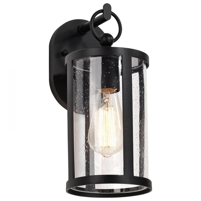 SATCO/NUVO Broadstone 1-Light Small Wall Lantern Matte Black With Clear Seeded Glass (60-8111)