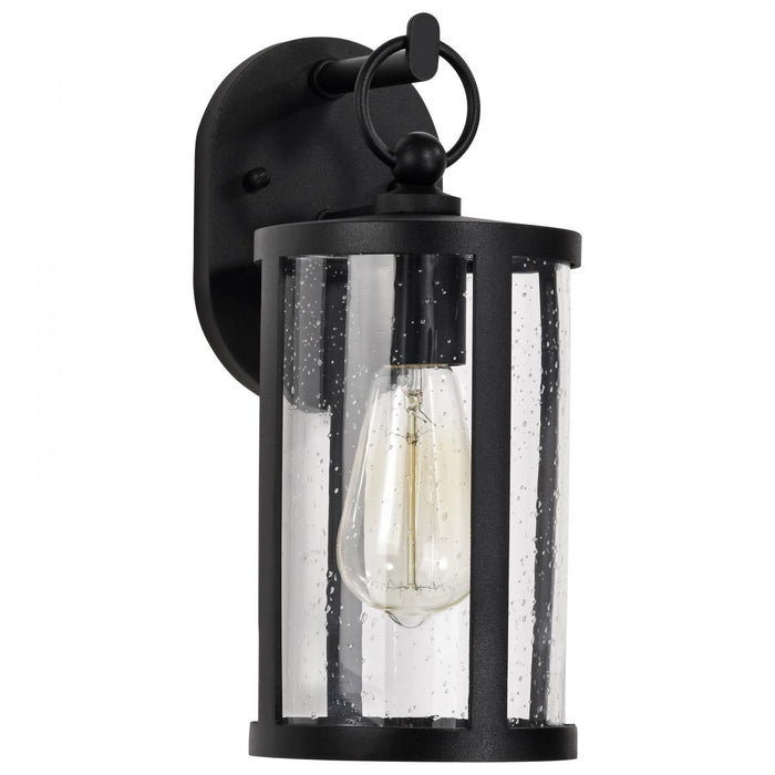 SATCO/NUVO Broadstone 1-Light Small Wall Lantern Matte Black With Clear Seeded Glass (60-8111)