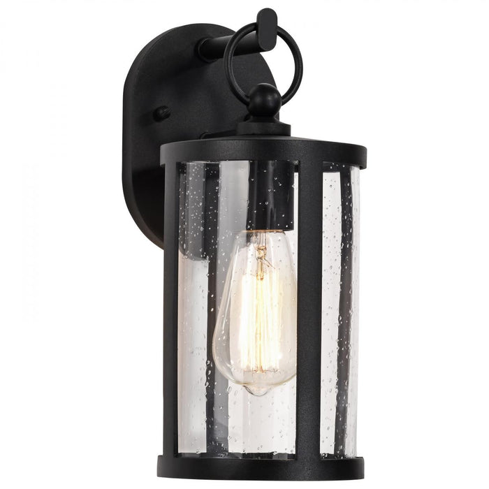 SATCO/NUVO Broadstone 1-Light Small Wall Lantern Matte Black With Clear Seeded Glass (60-8111)