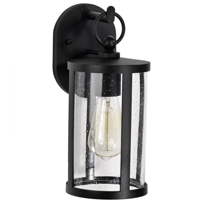 SATCO/NUVO Broadstone 1-Light Small Wall Lantern Matte Black With Clear Seeded Glass (60-8111)