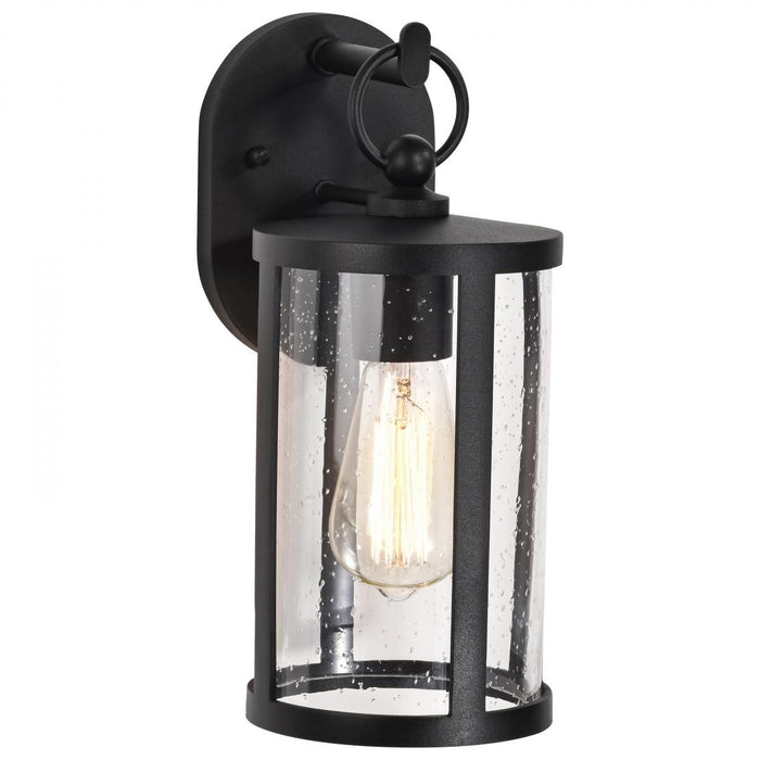 SATCO/NUVO Broadstone 1-Light Small Wall Lantern Matte Black With Clear Seeded Glass (60-8111)