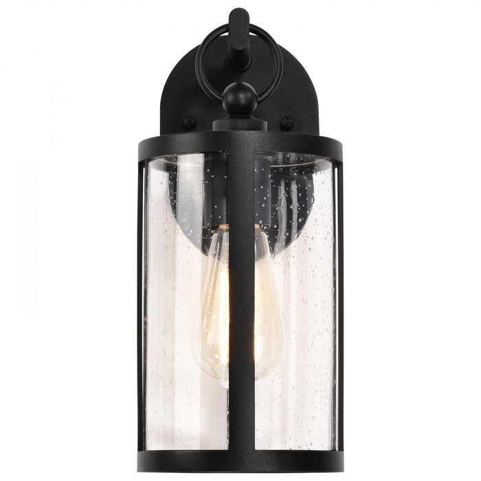 SATCO/NUVO Broadstone 1-Light Small Wall Lantern Matte Black With Clear Seeded Glass (60-8111)