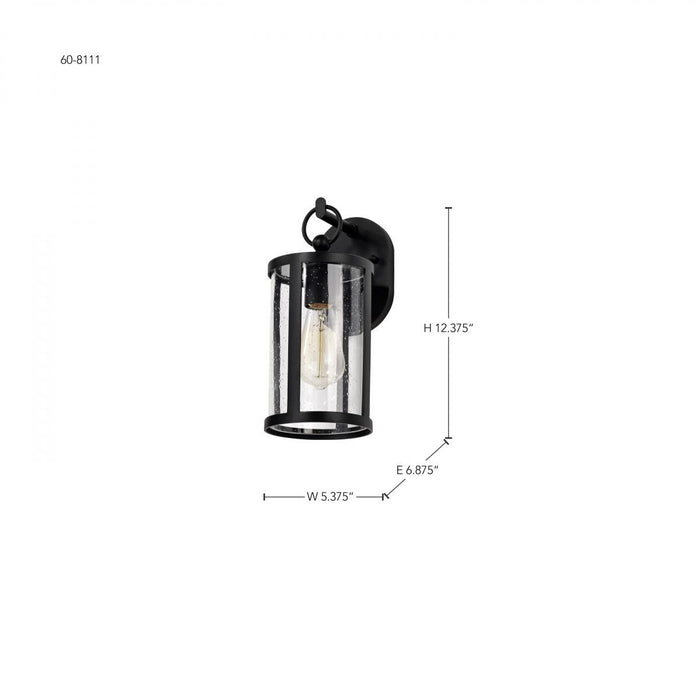 SATCO/NUVO Broadstone 1-Light Small Wall Lantern Matte Black With Clear Seeded Glass (60-8111)