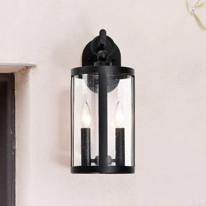 SATCO/NUVO Broadstone 2-Light Large Wall Lantern Matte Black With Clear Seeded Glass (60-8113)